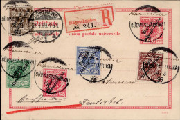 Delcampe - Kolonien Deutsch-Südwestafrika GSK Mit Buntfrankatur Handschriftlich Khanrivier Mit Handstempel Einschreiben Colonies - Other & Unclassified