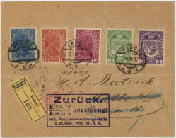 Delcampe - LIECHTENSTEIN - R-Brief VADUZ 20.7.17 Nach Halle Mit Mi.-Nr. 4-7,9 Und Rahmen-o ZURÜCK / Einfuhr/Ausfuhr UNZULÄSSIG! Mil - Europe (Other)