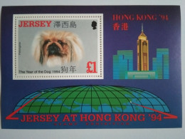 Delcampe - Bloc Timbre De Jersey : Année Du Chien, Stamp Sheet Jersey : Year Of The Dog 1994 - Jersey