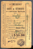 Delcampe - CARTE DE VÊTEMENTS ET ARTICLES TEXTILES - 1946 - STRASBOURG - - Historische Documenten