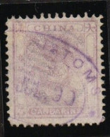 Delcampe - Imperial China "Small Dragon" 3c Used With Purple Oval Custom Cancellation - Oblitérés