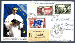 Delcampe - DRAPEAU EUROPÉEN - PÈRE PIRE - 1960 - RECOMMANDÉ STRASBOURG CONSEIL DE L'EUROPE - - Christianity