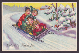 Delcampe - CPA Luge Sport D'hiver Illustrateur Sport De Neige Fantaisie Circulé Gnome Champignon - Wintersport