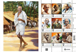 Delcampe - Ukraine 2025, India Famous Person Mahatma Gandhi, Sheetlet Of 9v - Ukraine