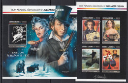 Delcampe - Dz3219 ! Imperf 2017 Sierra Leone Pushkin Aivazovsky Art #8140-3+Bl1157 Mnh - Autres & Non Classés