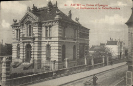 Delcampe - CPA Banque Autun Caisse D'Epargne Et Etablissement Des Bains Douches - Banken