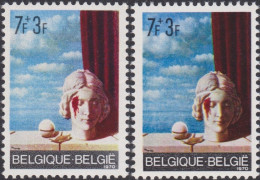 Delcampe - Belgique 1970 COB 1565. Supports Ocre Et Ocre-brun. La Mémoire, De René Magritte - Moderne