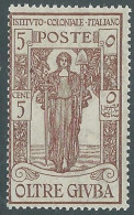 Delcampe - 1926 OLTRE GIUBA PRO ISTITUTO COLONIALE 5 CENT MNH ** - I44-3 - Oltre Giuba