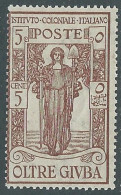 Delcampe - 1926 OLTRE GIUBA PRO ISTITUTO COLONIALE 5 CENT MNH ** - I44-2 - Oltre Giuba