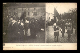 Delcampe - 57 - CHATEAU-SALINS - LE BAISER DES PETITES LORRAINES AU GLORIEUX DRAPEAU TRICOLORE - 2 VUES - Chateau Salins