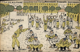 Delcampe - CPA Fantaisie Militaria Mouvements D'ensemble Mouvementes - Humour