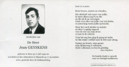 Delcampe - Rouw - Bidprentje GEYSKENS Jean Geboren Te Bree 17/7/1942 + 17/11/2001 Maaseik - Devotieprenten