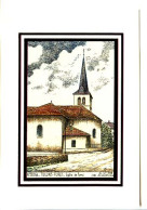 Delcampe - CPSM/CPM  10.5 X 15 Isère 38356 Tullins-Fures Eglise De FURES  Dessin Coloré De Yves Ducourtioux - Tullins