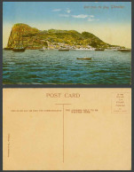 Delcampe - Gibraltar Old Colour Postcard The Rock From The Bay Harbour, Ships, Rowing Boats - Gibraltar