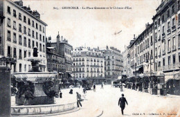 Delcampe - GRENOBLE LA PLACE GRENETTE ET LE CHATEAU D EAU - Grenoble