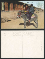 Delcampe - China Manchuria Old Postcard Donkey Rider Native Chinese Young Boys Street Scene - China