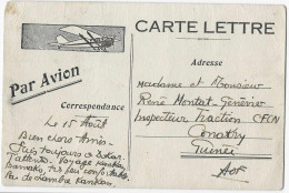 Delcampe - Sénégal Carte Lettre Par Avion De Dakar YT AOF Mauritanie N°133 Texte Voyage Kankan Bamako Pour Guinée Conakry - Luftpost