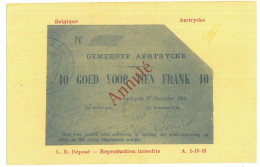 Delcampe - 188 - 28537 - 10 FRANCS, Bank Receipt AERTRYCKE, BELGIUM - Old Postcard - Unused - Münzen (Abb.)