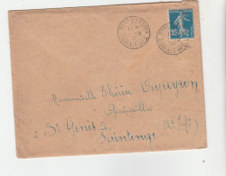 Delcampe - Lettre Port D'Envaux Charente Maritime,  1921, Type Semeuse 25c - Lettres & Documents