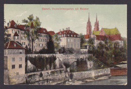 Delcampe - SWITZERLAND, Vintge Postcard, Basel, German Knights Garden With Minster - Basel