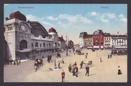 Delcampe - SWITZERLAND, Vintge Postcard, Basel, Central Railway Station - Basel
