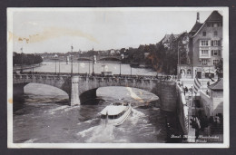 Delcampe - SWITZERLAND, Vintge Postcard, Basel, Middle Bridge, Censored - Basel