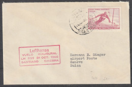 Delcampe - Chile: 1966, Fernbrief In EF, Mi. Nr. 675, Skiweltmeisterschaften, Portillo, 75 C. Abfahrtsläufer, Nach Genf.    Tagesst - Chile