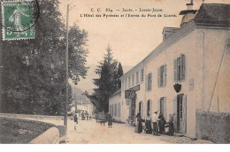 Delcampe - 64 - N°150663 - Izeste - L'hôtel Des Pyrénées Et L'entrée Du Pont De Louvie - Garage - Orthez