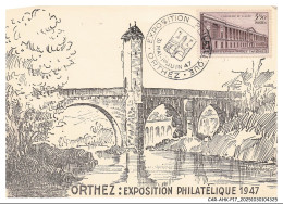Delcampe - CAR-AHKP17-0956-64 - CACHET OBLITERATION - ORTHEZ - Exposition Philatélique - 1947 - Orthez