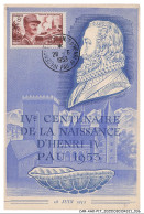 Delcampe - CAR-AHKP17-0954-64 - CACHET OBLITERATION - PAU - IVe Centenaire De La Naissance D'henri IV - 1953 - Pau