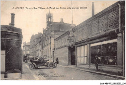 Delcampe - CAR-ABGP7-0750-61 - FLERS - Rue Thiers - L'hotel Des Postes Et Le Garage Central - Flers