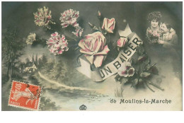 Delcampe - 61 . N°35842 .moulins La Marche.un Baiser - Moulins La Marche