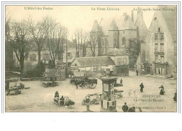 Delcampe - 61.ARGENTAN.LA PLACE DU MARCHE.L'HOTEL DES POSTES.LE VIEUX CHATEAU.LA CHAPELLE SAINT NICOLAS.CAFE FRESNY - Argentan