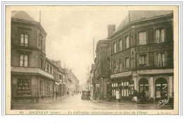 Delcampe - 61.ARGENTAN.LE CARREFOUR SAINT JACQUES ET LA RUE DE L'ORNE.CAFE DU CROISSANT.FAIENCES.PORCEL AINES - Argentan
