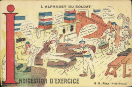 Delcampe - CPA Fantaisie Militaria L'alphabet Du Soldat Indigestion D'exercice - Humour