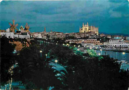 Delcampe - Carte Postale - Espagne - Palma De Mallorca - La Catedral Y Los Molines Del Jonuuet - Vista Nocturna - CPM - Voir Scans - Palma De Mallorca