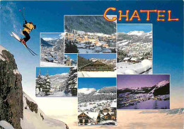 Delcampe - Carte Postale - 74 - Chatel - Station Des Portes Du Soleil - Multivues - Hiver - Neige - Skieurs - Flamme Postale - CPM - Châtel