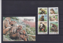Delcampe - SA19c Guinea 1998 Monkeys Minisheet + Stamps Used - Guinea (1958-...)
