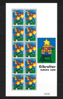 Delcampe - ● GIBILTERRA  2000 ֍ EUROPA ֍ N.° 919 ** MINIFOGLIO Da 10 Valori ● Cat. 17,50 € ● Lotto N. XX ● - Gibraltar