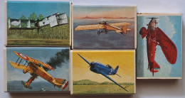 Delcampe - LOT DE 5 BOITES D'ALLUMETTES SEITA FRANCE - MILITARIA - AVIATION - SPAD 7, MORANE, BREGUET, SANTOS DUMONT, CAUDRON - Boites D'allumettes