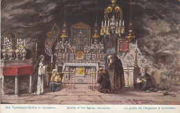 Delcampe - CPA JERUSALEM - Grotto Of The Agony / Die Todesangst-Grotte - Couleur (Scène De Prière) - Israel