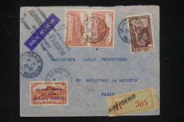 Delcampe - RÉUNION - Enveloppe En Recommandé Du 1er Vol Réunion/France Sans Surtaxe En 1937, Affranchissement PA 1 + Autres- S 1196 - Brieven En Documenten