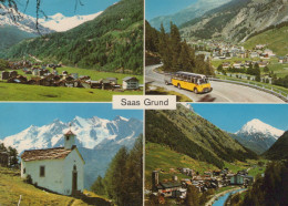 Delcampe - Schweiz Saas Grund Wallis Alpenlandschaft Dorf Postauto Kirche Gelaufen #SCB386 - Saas-Grund