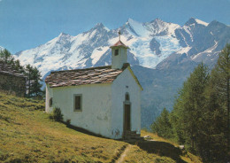 Delcampe - Schweiz Saas Grund Wallis Bergkapelle Tritalp Alpenpanorama Mit #SCB385 - Saas-Grund
