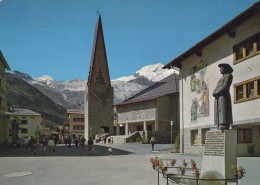 Delcampe - Schweiz Saas Fee Wallis Dorfplatz Kirche Denkmal Alpen Gelaufen #SCB389 - Saas-Fee