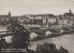 Delcampe - Schweiz Basel Stadt Mittlere Rheinbrücke Münster Tram Real Photo #SCB344 - Basel