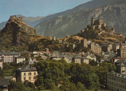 Delcampe - Suisse Sion Vue Panoramique Châteaux Tourbillon Valère Montagnes #SCB216 - Sion