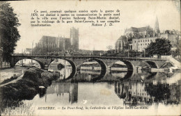 Delcampe - CPA Auxerre La Pont Neuf La Cathedrale Et L'Egllise Saint Germain - Auxerre