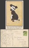 Delcampe - J.E. Morgan Artist Signed Black Dog Puppy Bandage By Red Cross Lady Old Postcard - Gatos