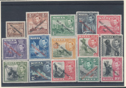 Delcampe - 1948 MALTA - Effigie Di Re Giorgio V Soprastampati "Self Government 1947", Catalogo Unificato N. 201-215 - Serie Di 15 V - Andere & Zonder Classificatie